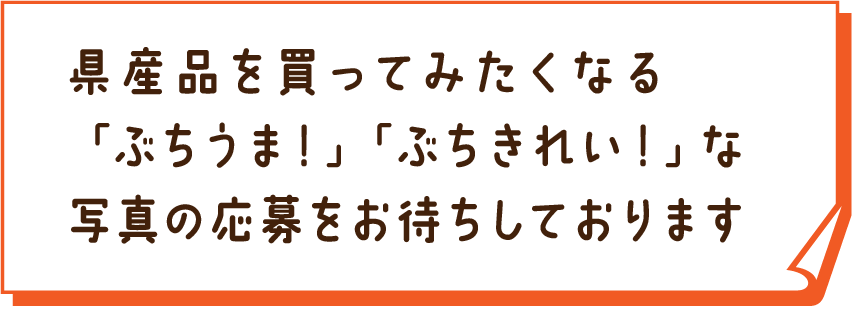 県産品を買ってみたくなる「ぶちうま!」「ぶちきれい!」な写真の応募をお待ちしております